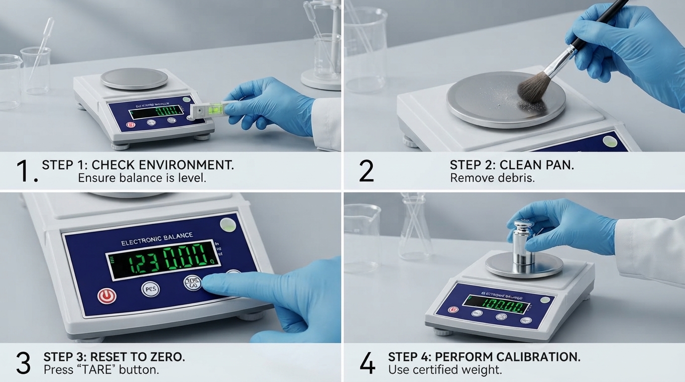 digital scale not reading weight troubleshooting guide, how to reset digital scale to zero step by step, electronic balance fault repair flow