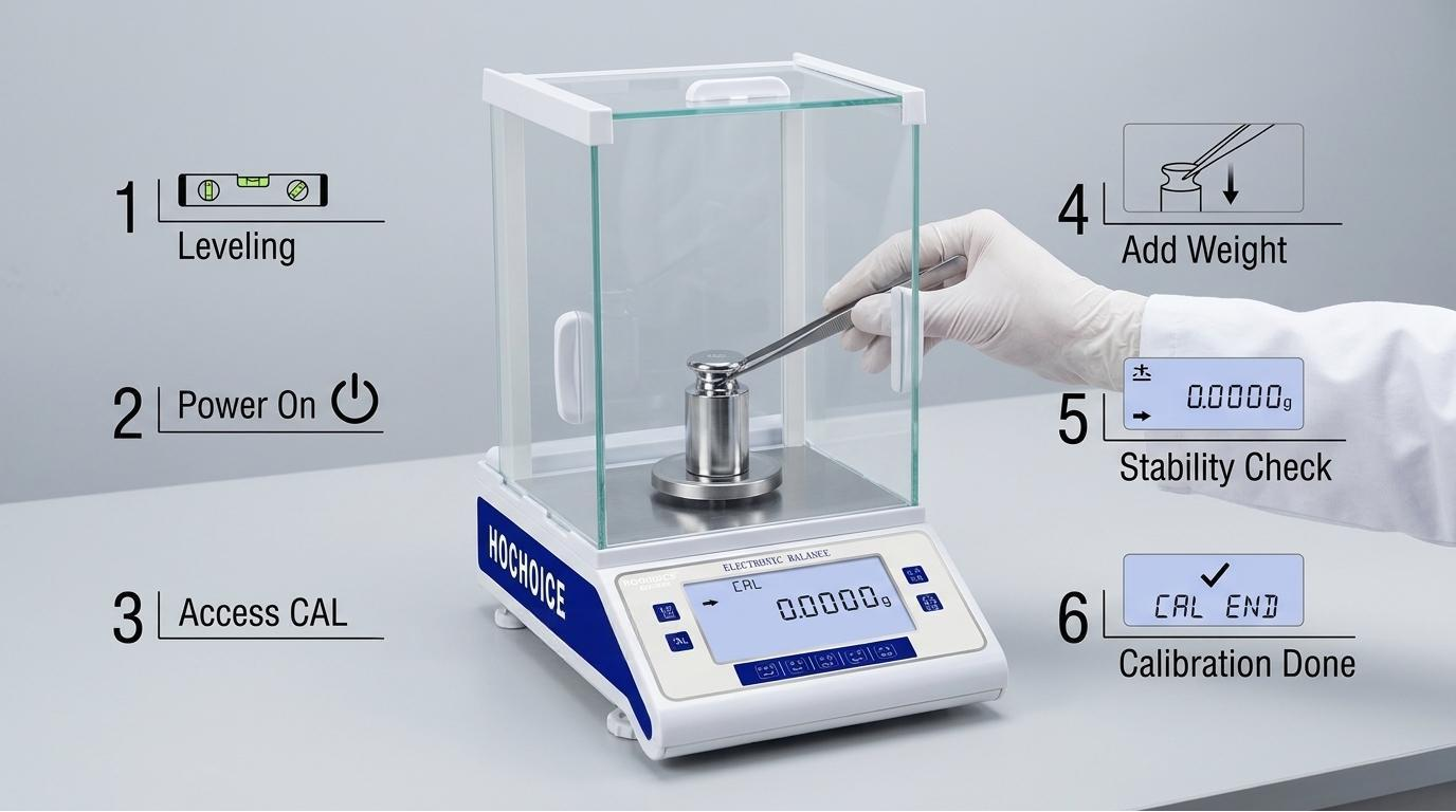 6 step electronic balance calibration guide, how to calibrate digital weighing balance with standard weights