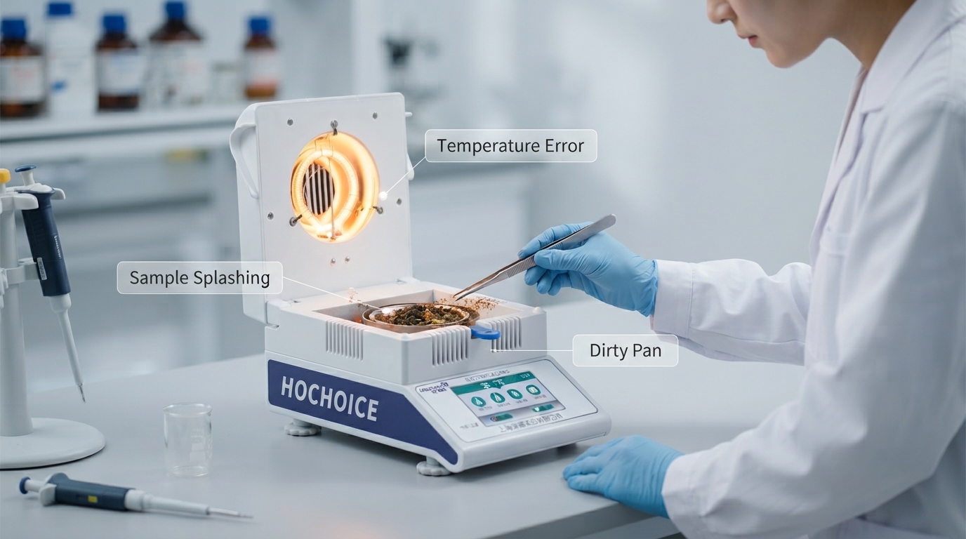 halogen moisture analyzer inconsistent results troubleshooting guide for lab QC