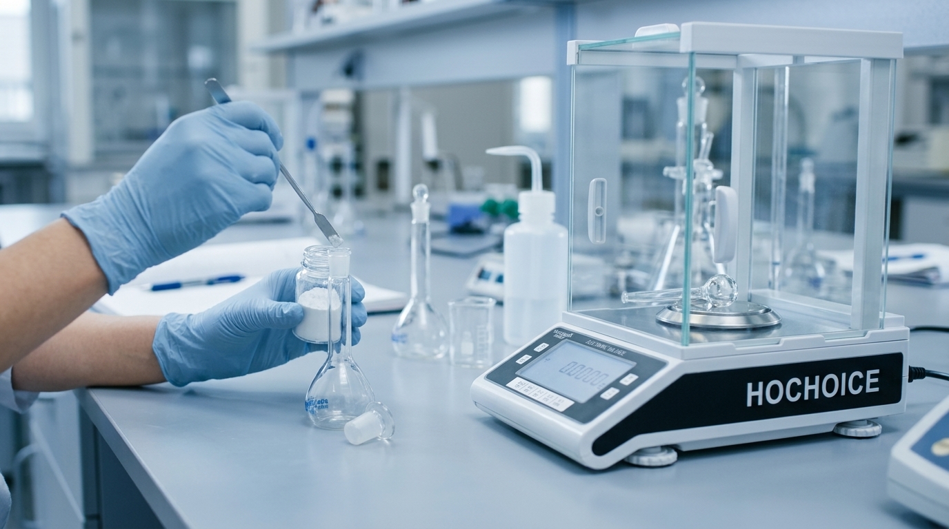 Weighing by Difference: A Practical Method for Accurate Laboratory Measurements Laboratory analyst weighing a sample container on an analytical balance during a weighing-by-difference procedure.