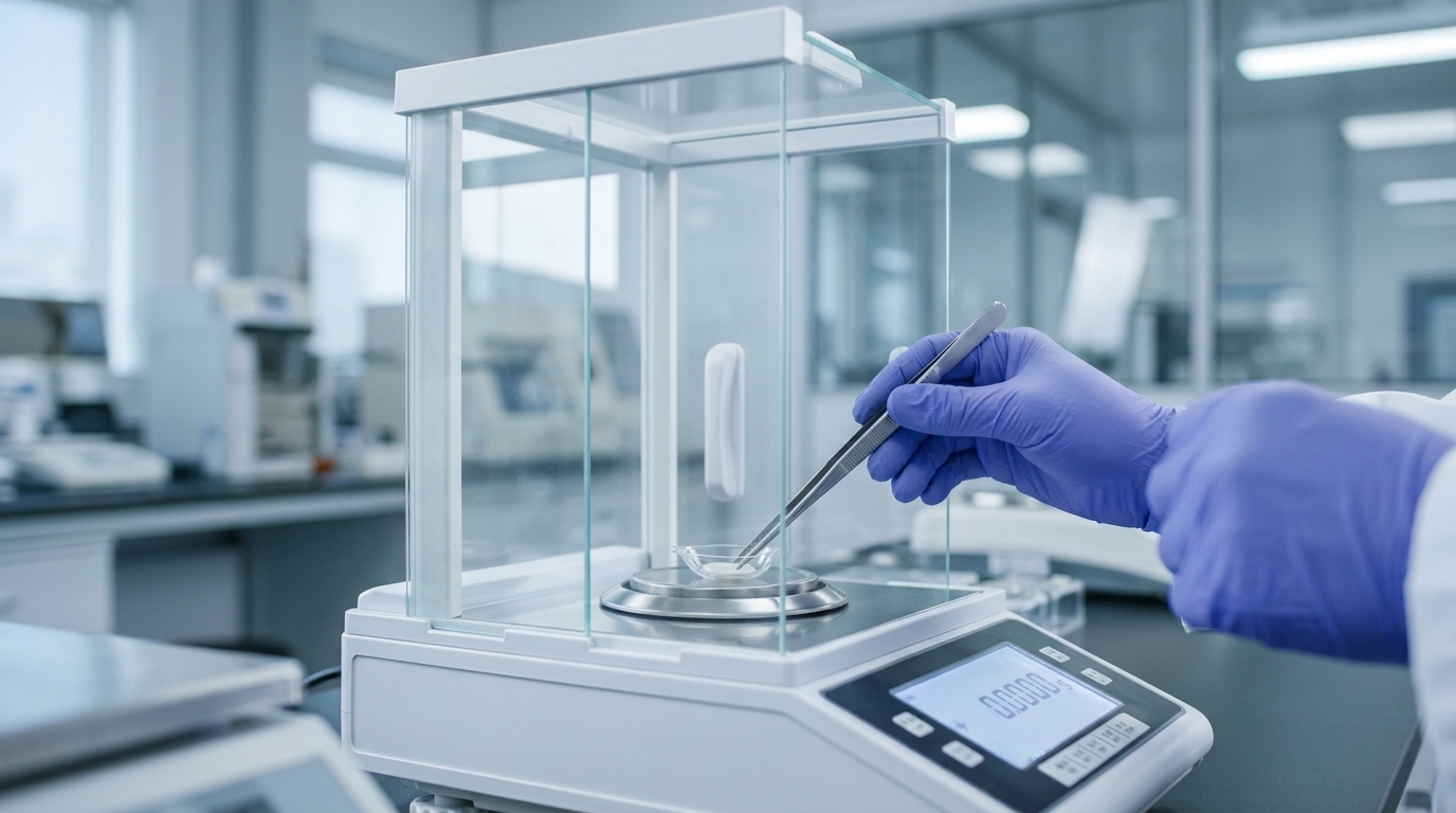 How Static Electricity Affects Precision Balance Readings Precision balance weighing a lightweight sample in a laboratory environment