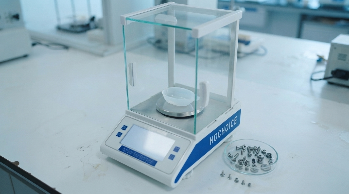 How Does the Tare Function Work on an Electronic Balance? Electronic balance with a weighing container during a net weight measurement